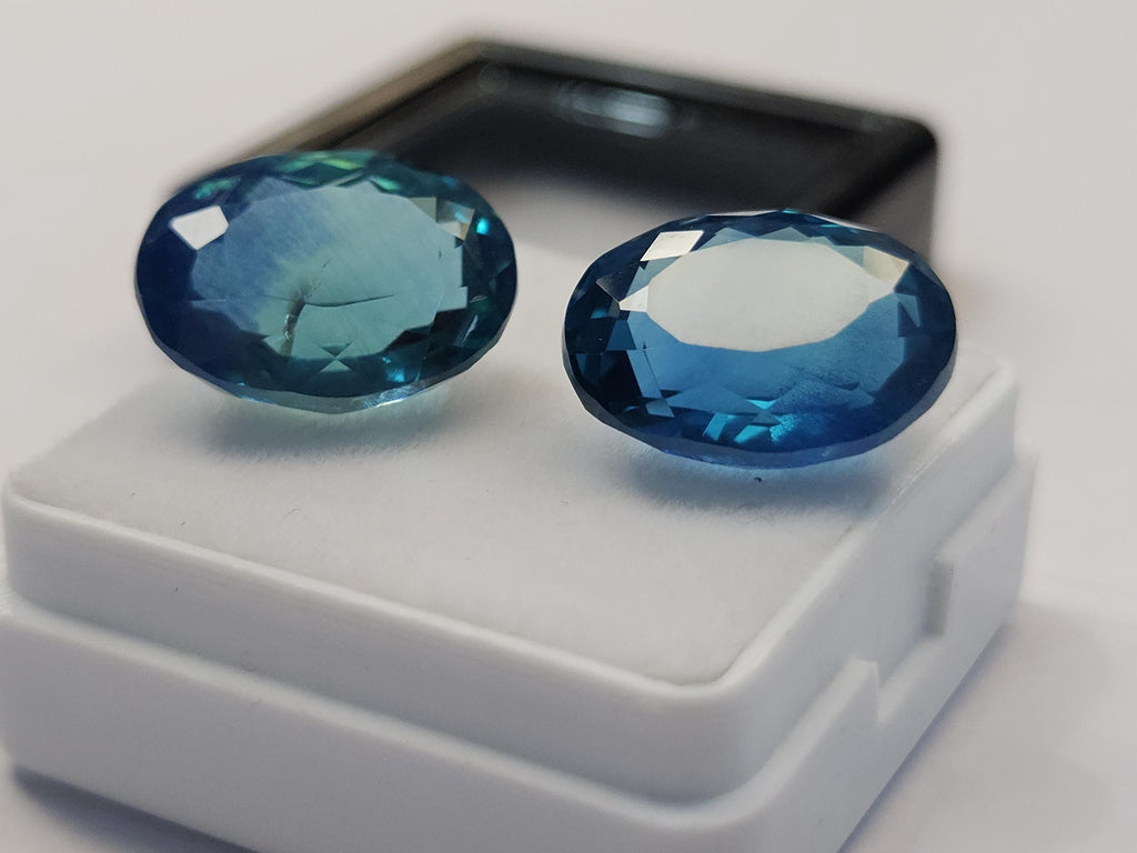 Ocean Blue Paraiba Tourmaline Oval Gemstone, 17-18 Carat Loose Stone (2 Pcs)