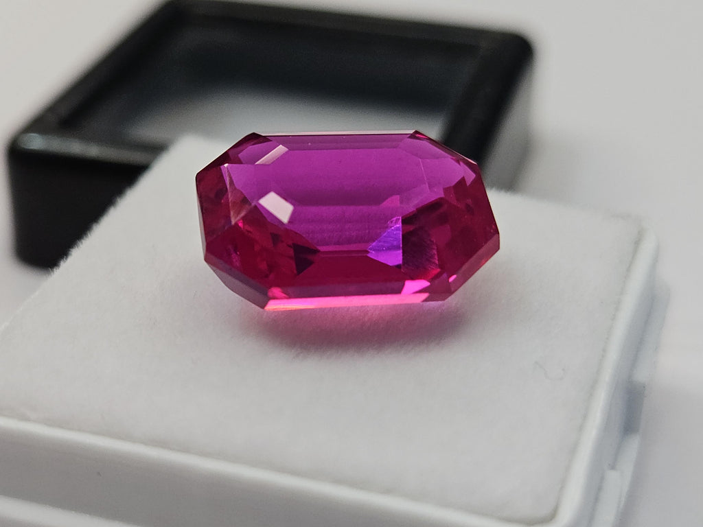Certified Dark Pink Sapphire Emerald Cut Gemstone, 9-10 Ct Loose Stone for Rings, Pendants