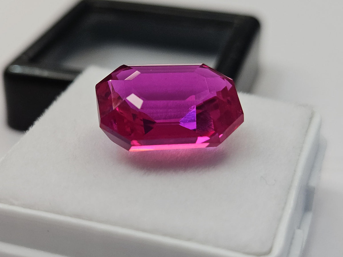 Certified Dark Pink Sapphire Emerald Cut Gemstone, 9-10 Ct Loose Stone for Rings, Pendants