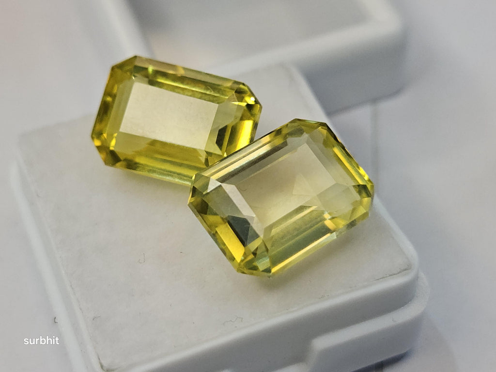 Certified Ceylon Yellow Sapphire Pair – Emerald Cut Loose Gemstones for Jewelry Making