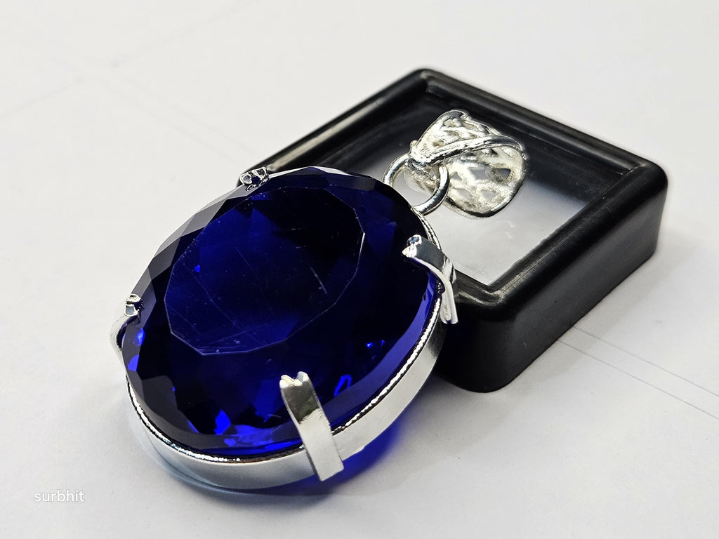 Oval Blue Topaz Pendant, 72-74 Ct Brazilian Gemstone, Locket Style