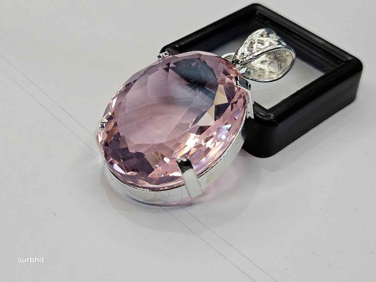 Certified Lab-Created Flawless Pink Pendant Topaz Oval Cut 75+ Ct Natural Loose Gemstone
