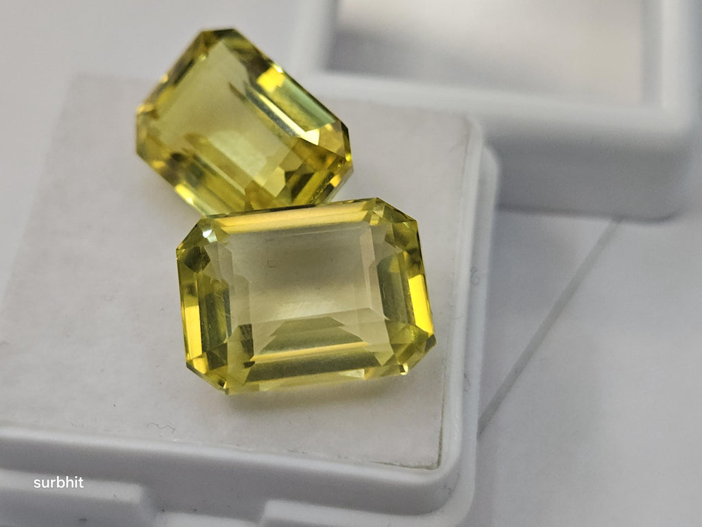 Certified Ceylon Yellow Sapphire Pair – Emerald Cut Loose Gemstones for Jewelry Making