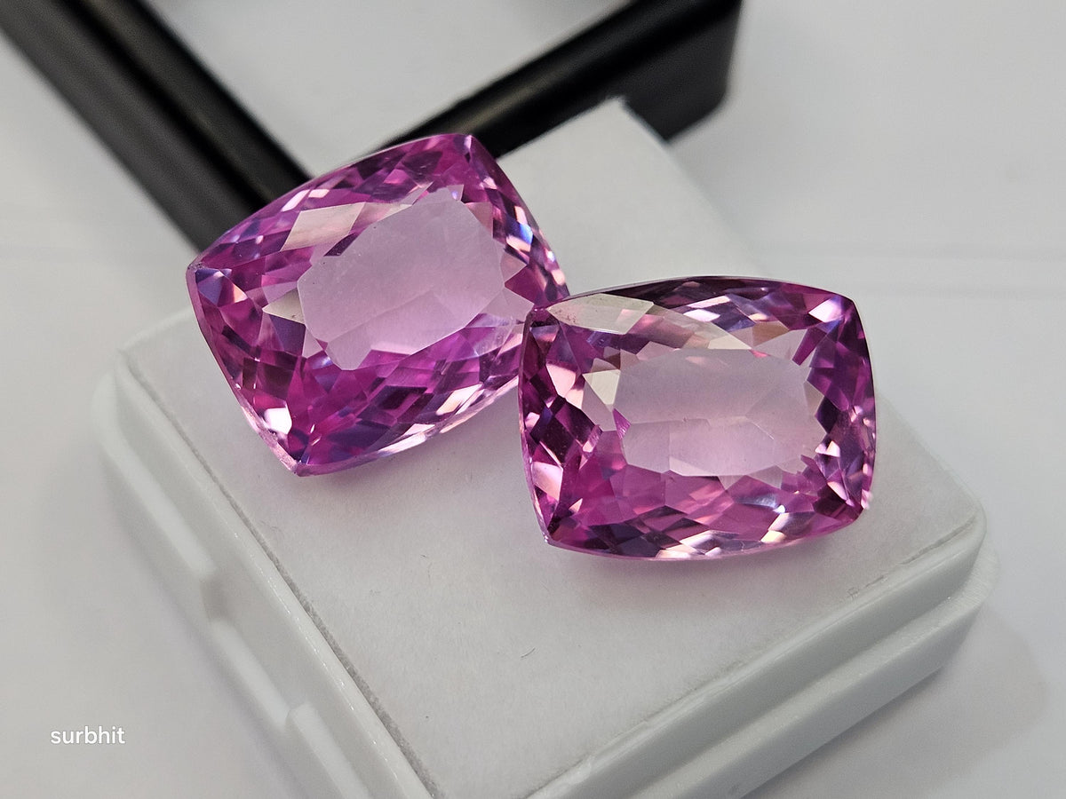 Pink Sapphire Pair Cushion Cut Gemstones for Jewelry Making (25-27 Ct)