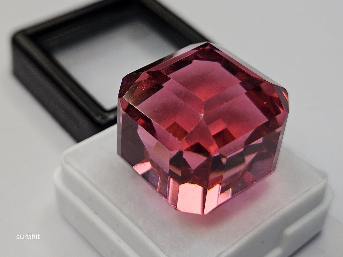Pink Topaz Cube Cut Gemstone, 65-66 Cts Loose Stone