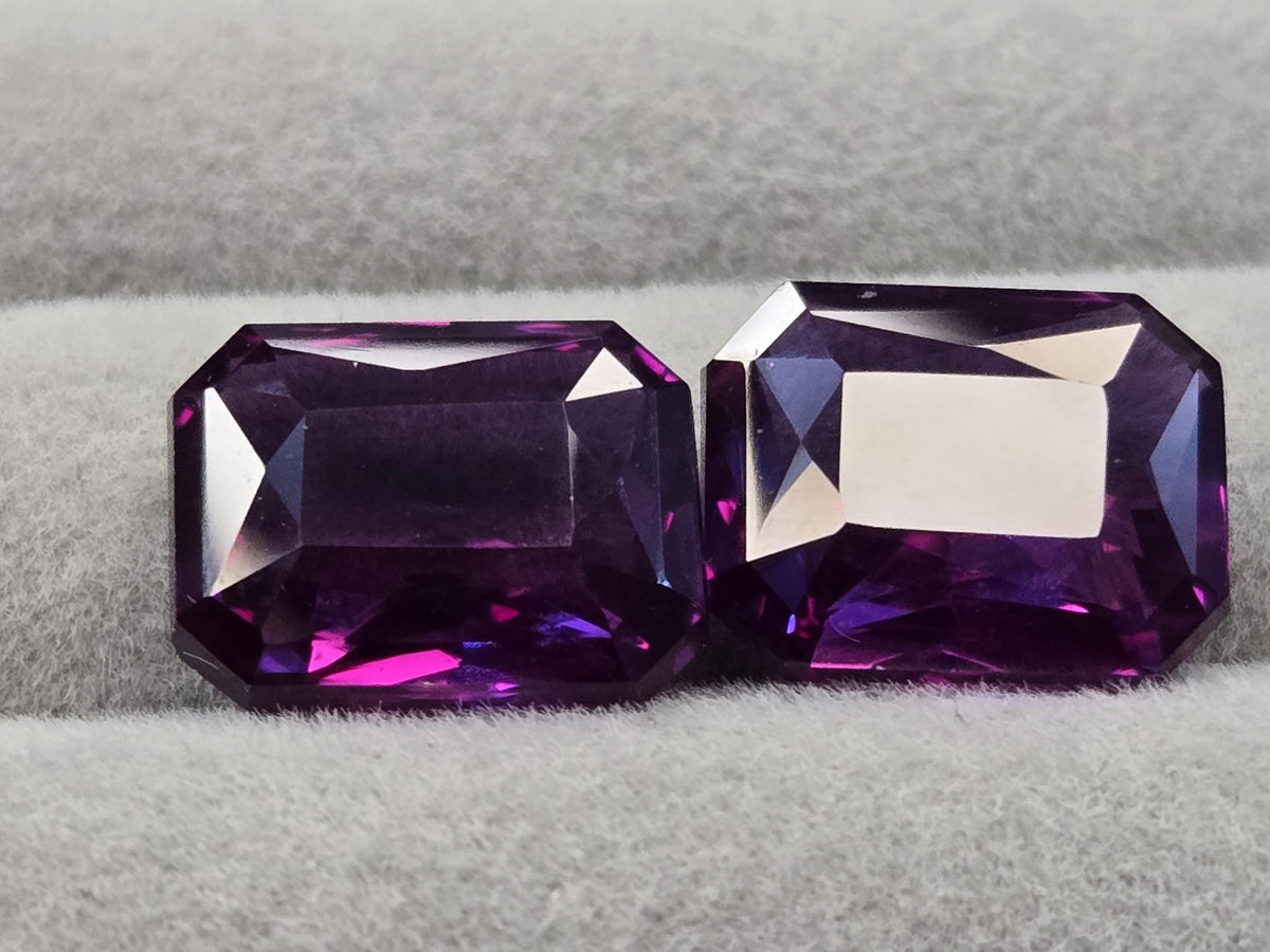 19–20 Ct Natural Alexandrite Pair – Emerald Cut Color-Change Loose Gemstones, Rare Fine Jewelry