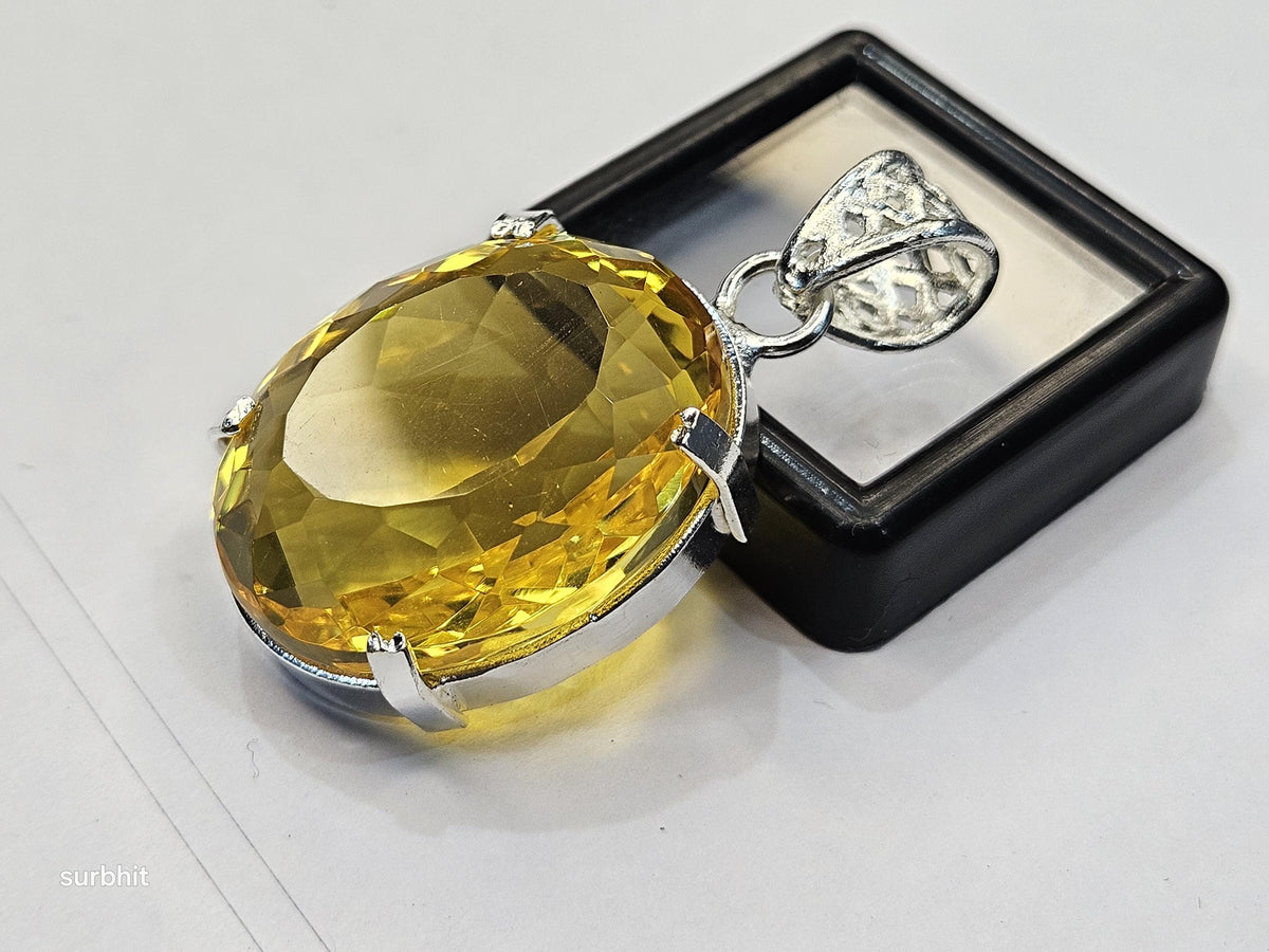 Yellow Pendant Topaz Oval Cut 67-69 Ct Lab-Created Loose Certified Gemstone