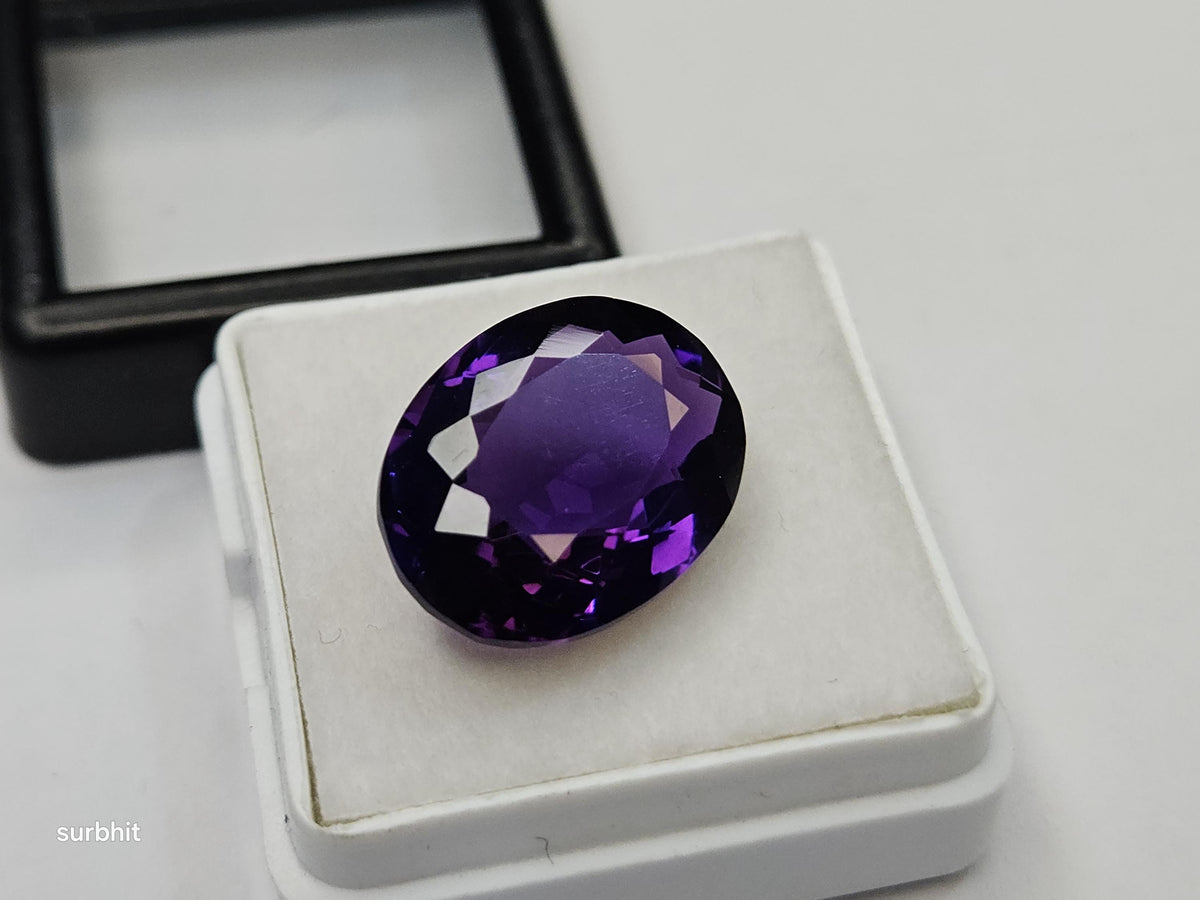 Certified Lab Created Amethyst Oval Gemstone – 8-9 Ct Purple Stone for Jewelry Making