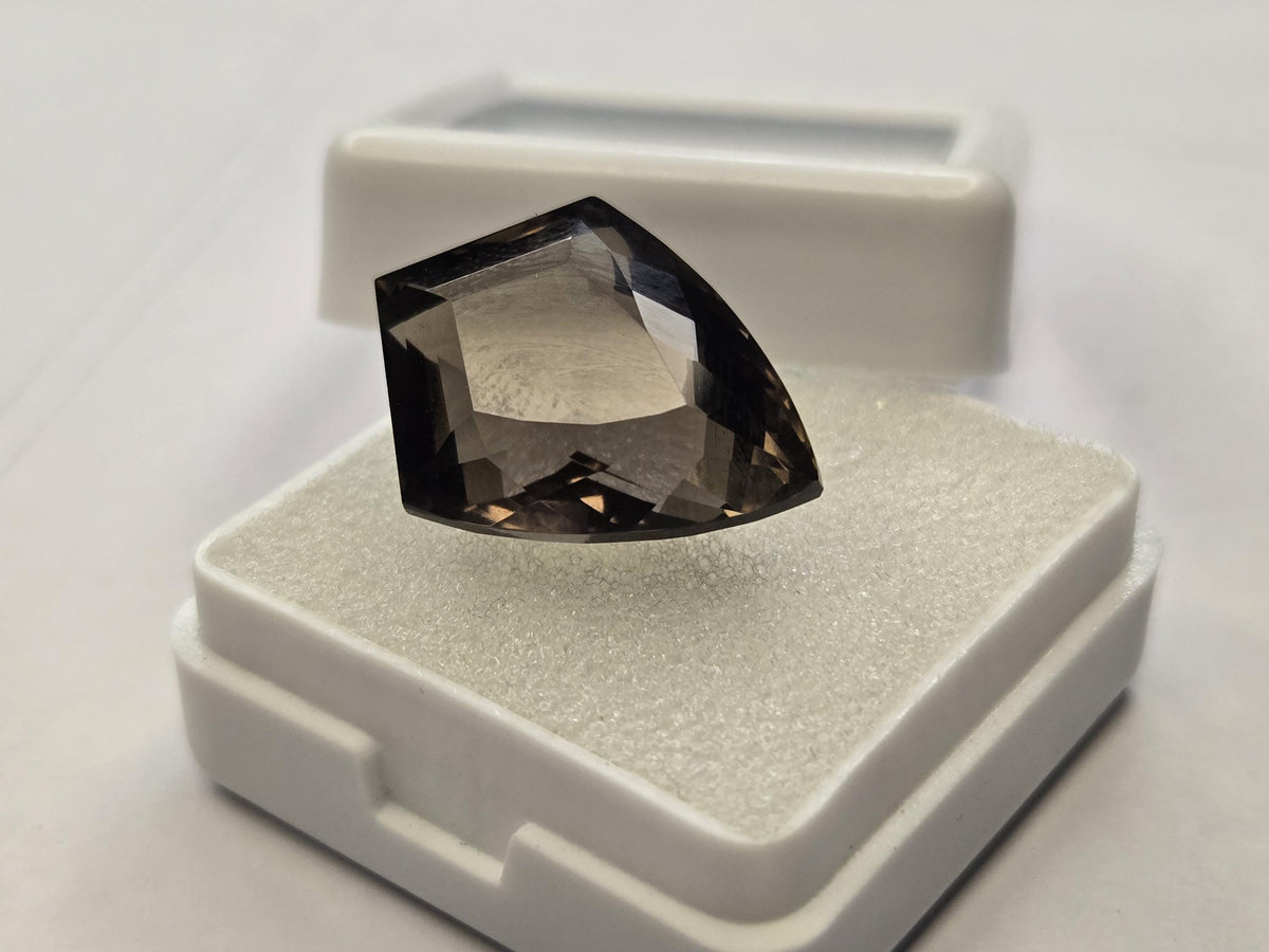 Certified Smoky Black Quartz Gemstone, 13-14 Ct Fancy Cut, Lab Created Loose Stone (Brazil)