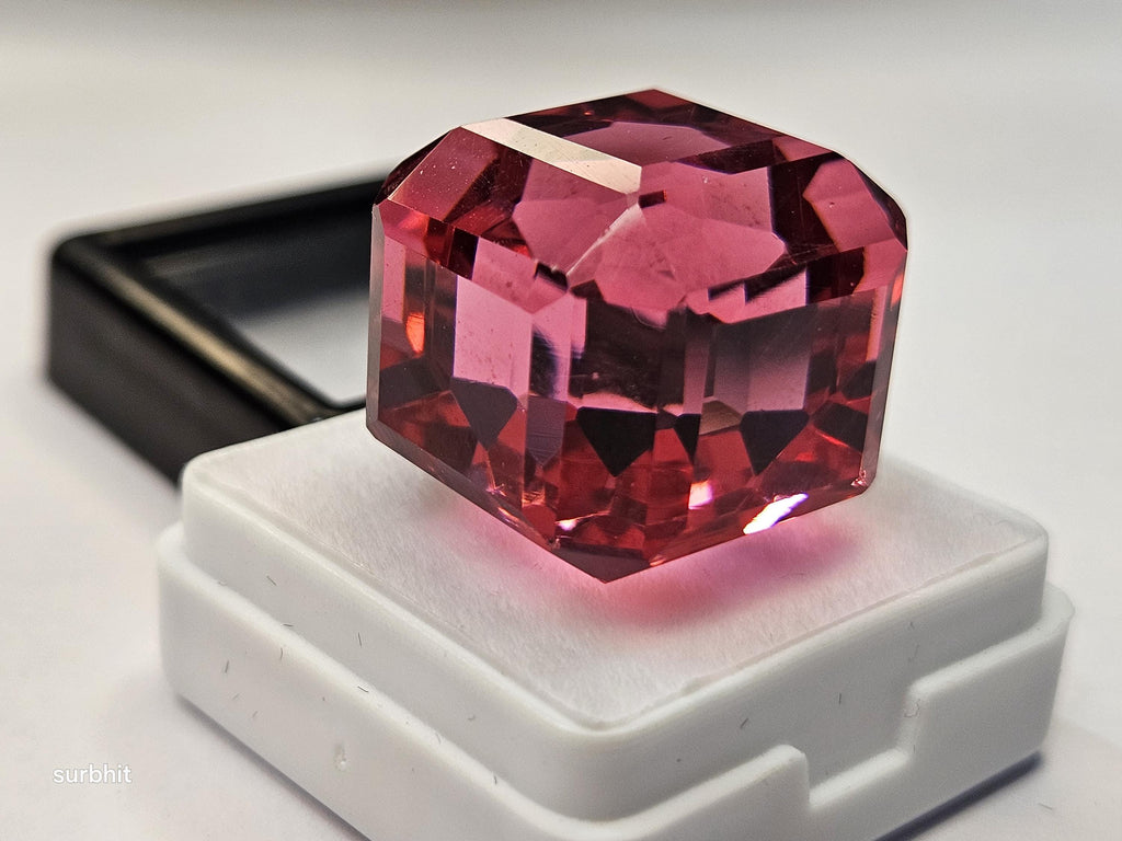 Pink Topaz Cube Cut Gemstone, 65-66 Cts Loose Stone
