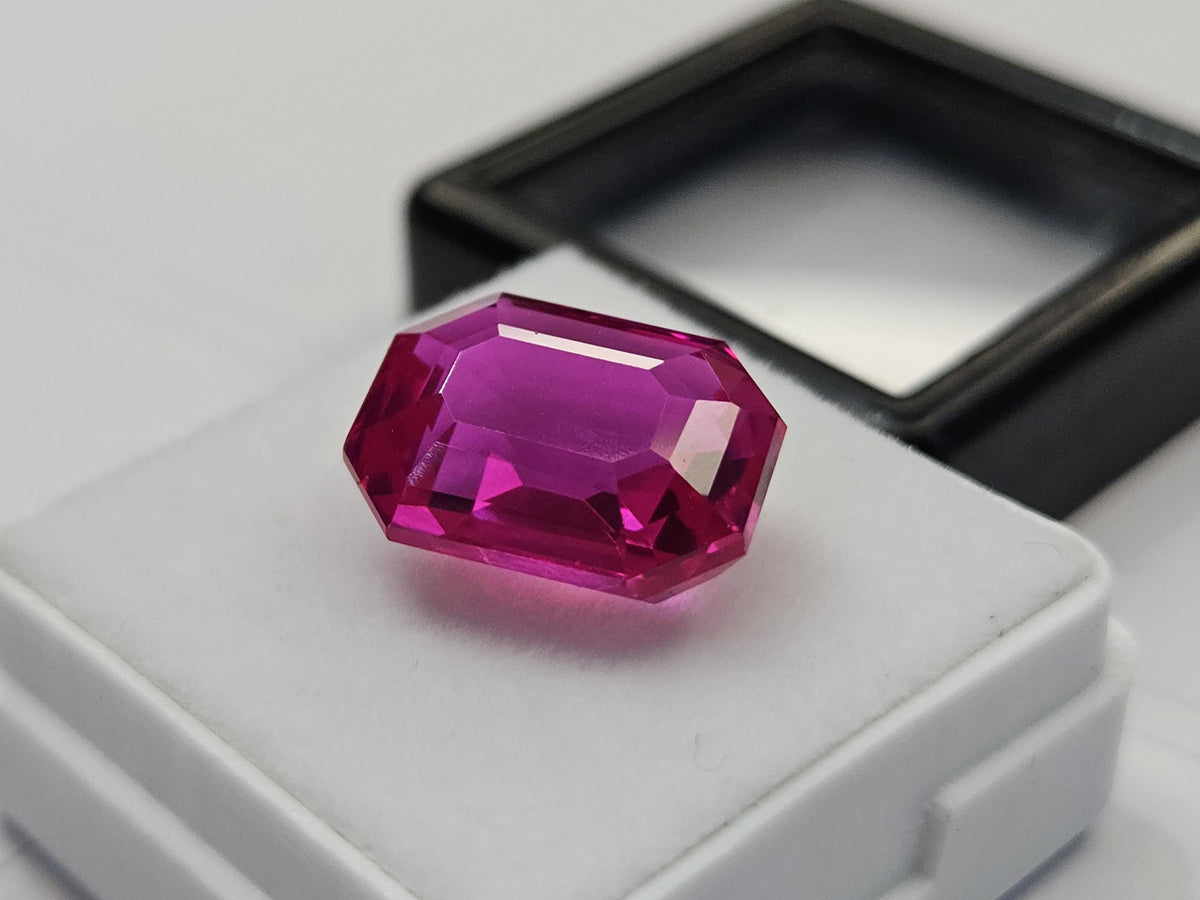 Certified Dark Pink Sapphire Emerald Cut Gemstone, 9-10 Ct Loose Stone for Rings, Pendants