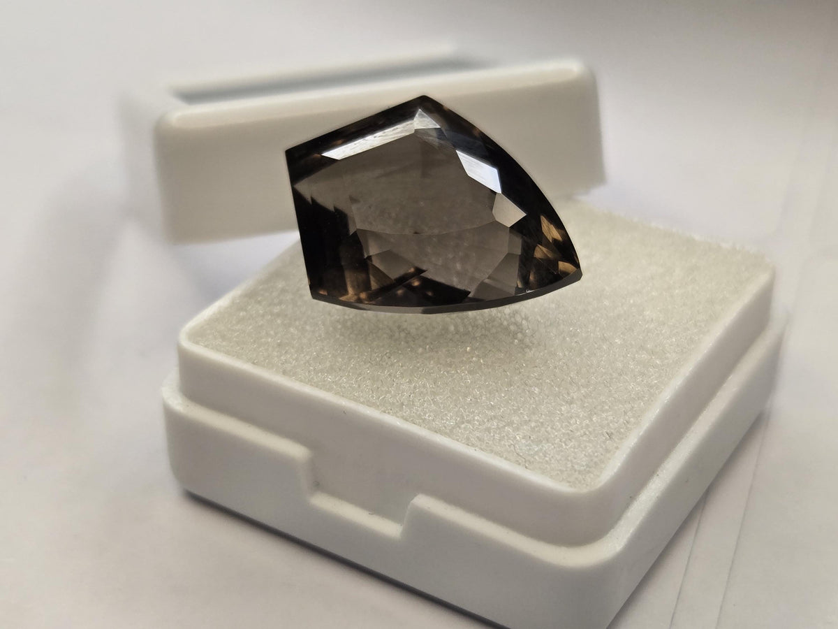 Certified Smoky Black Quartz Gemstone, 13-14 Ct Fancy Cut, Lab Created Loose Stone (Brazil)