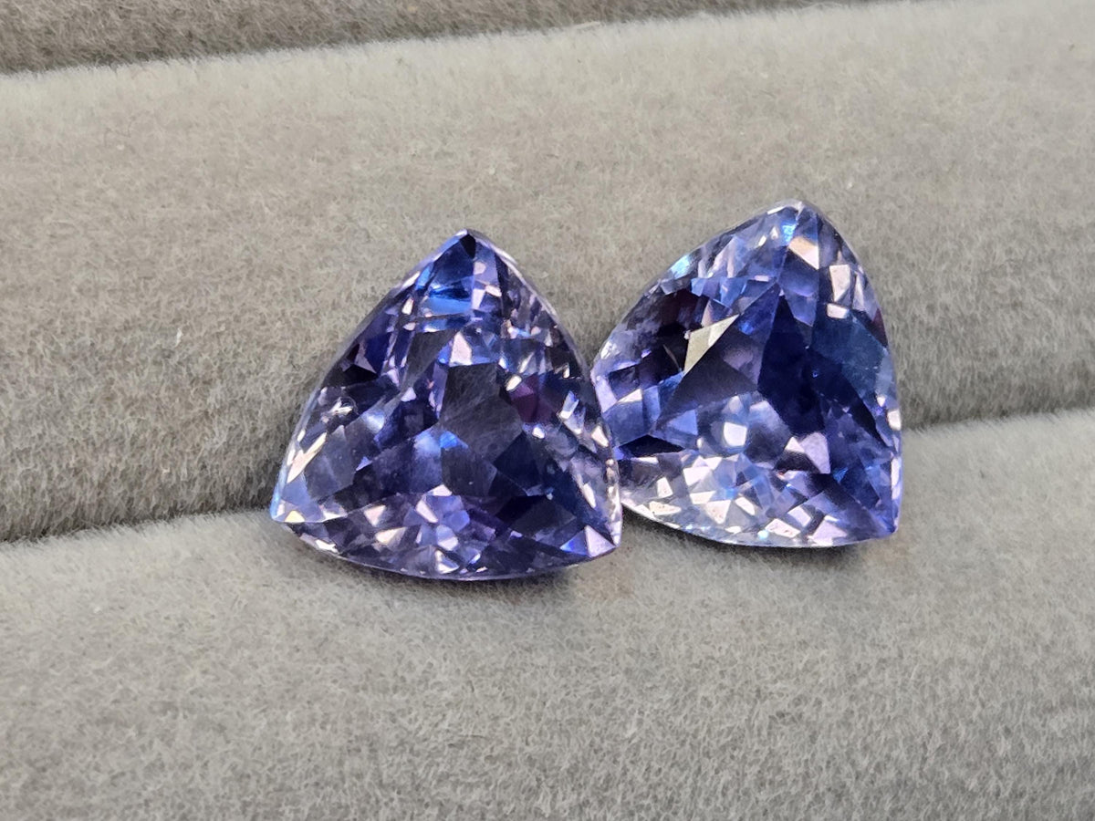 Trillion Cut Tanzanite Pair, 14-15 ct, Loose Gemstones