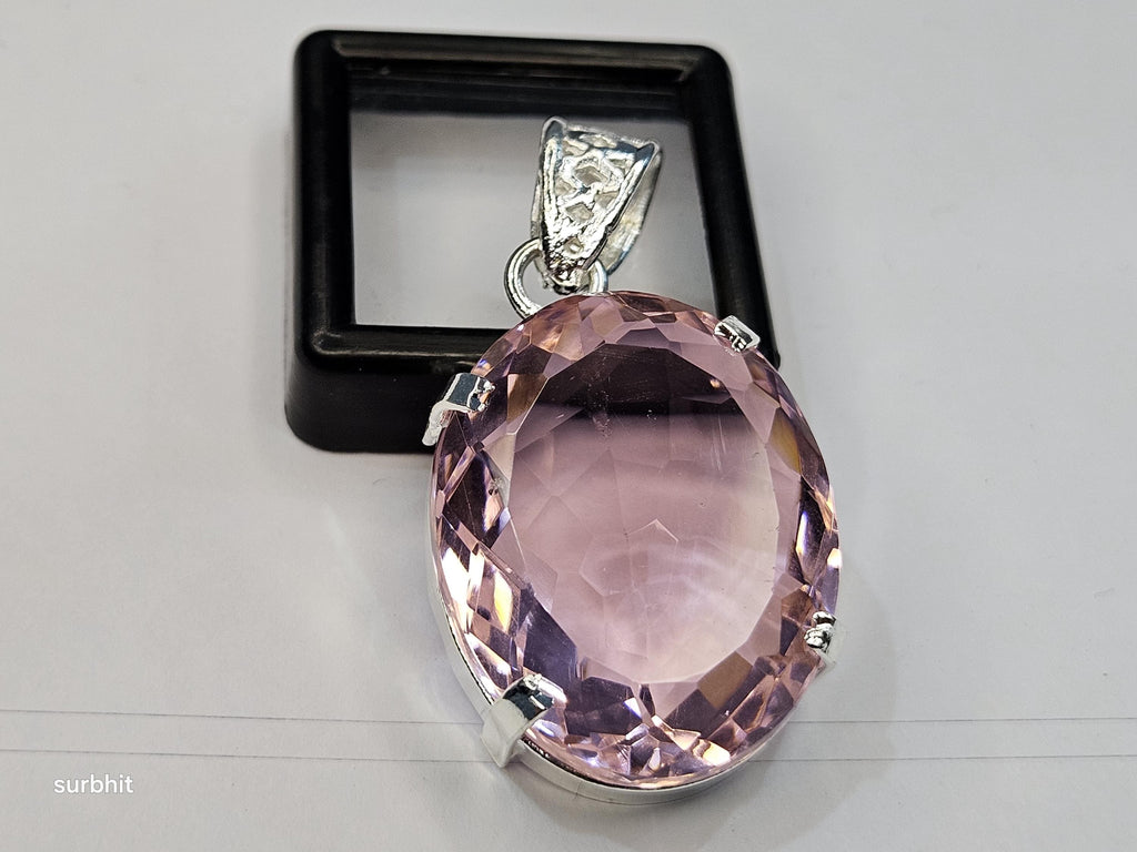 Certified Lab-Created Flawless Pink Pendant Topaz Oval Cut 70+ Ct Natural Loose Gemstone