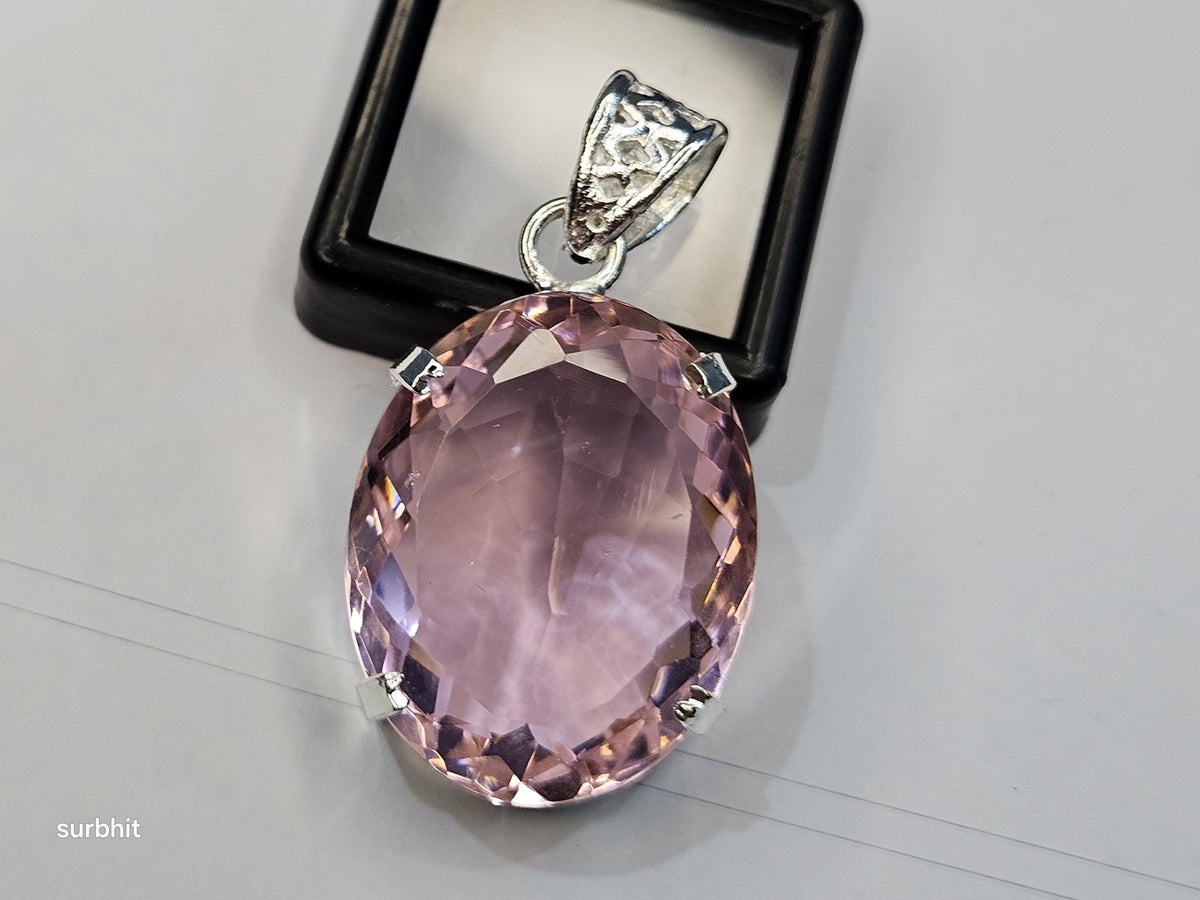Certified Lab-Created Flawless Pink Pendant Topaz Oval Cut 70+ Ct Natural Loose Gemstone