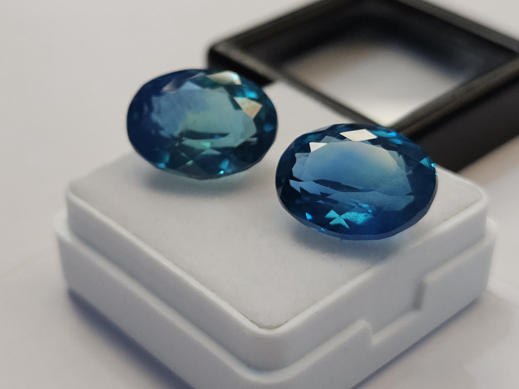 Ocean Blue Paraiba Tourmaline Oval Gemstone, 17-18 Carat Loose Stone (2 Pcs)