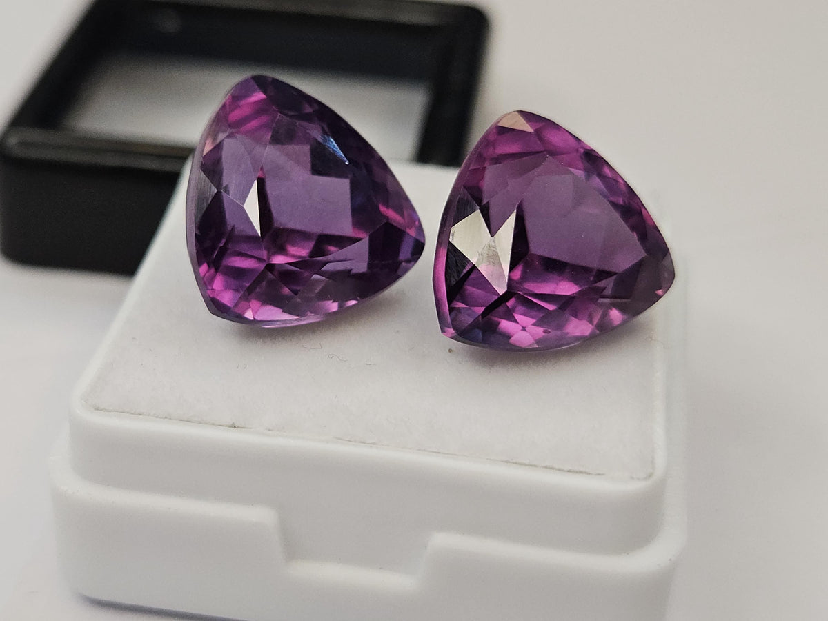 Natural Alexandrite Gemstone Pair: Trillion Cut Color Change, Brazil Origin