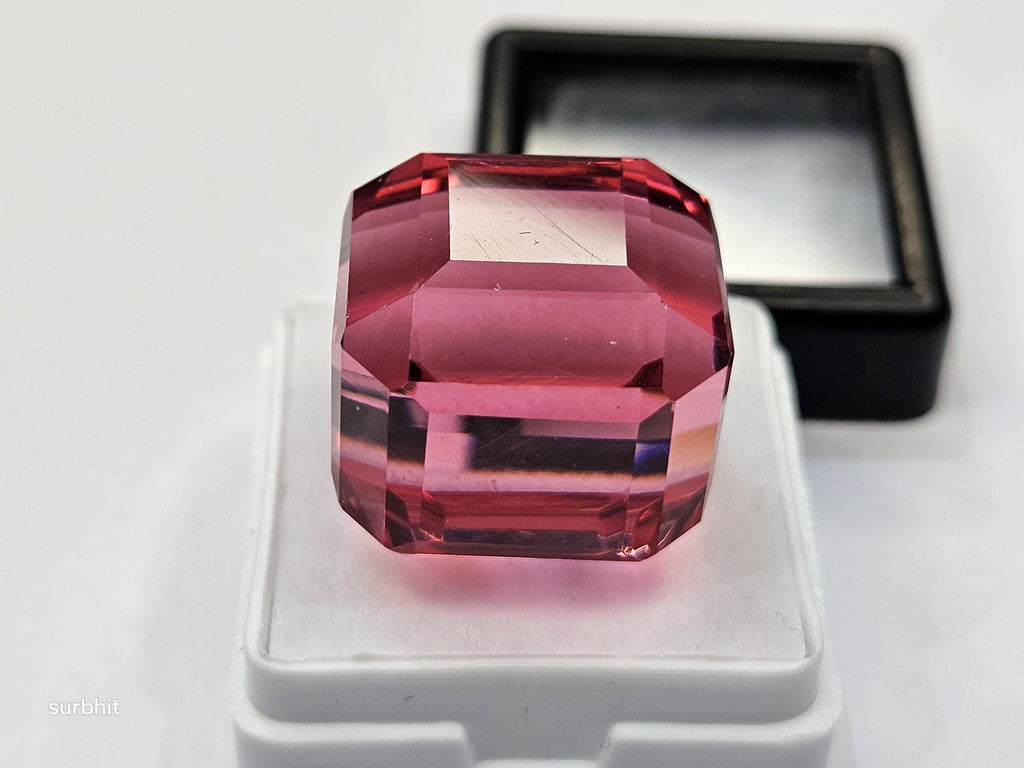 Pink Topaz Cube Cut Gemstone, 65-66 Cts Loose Stone