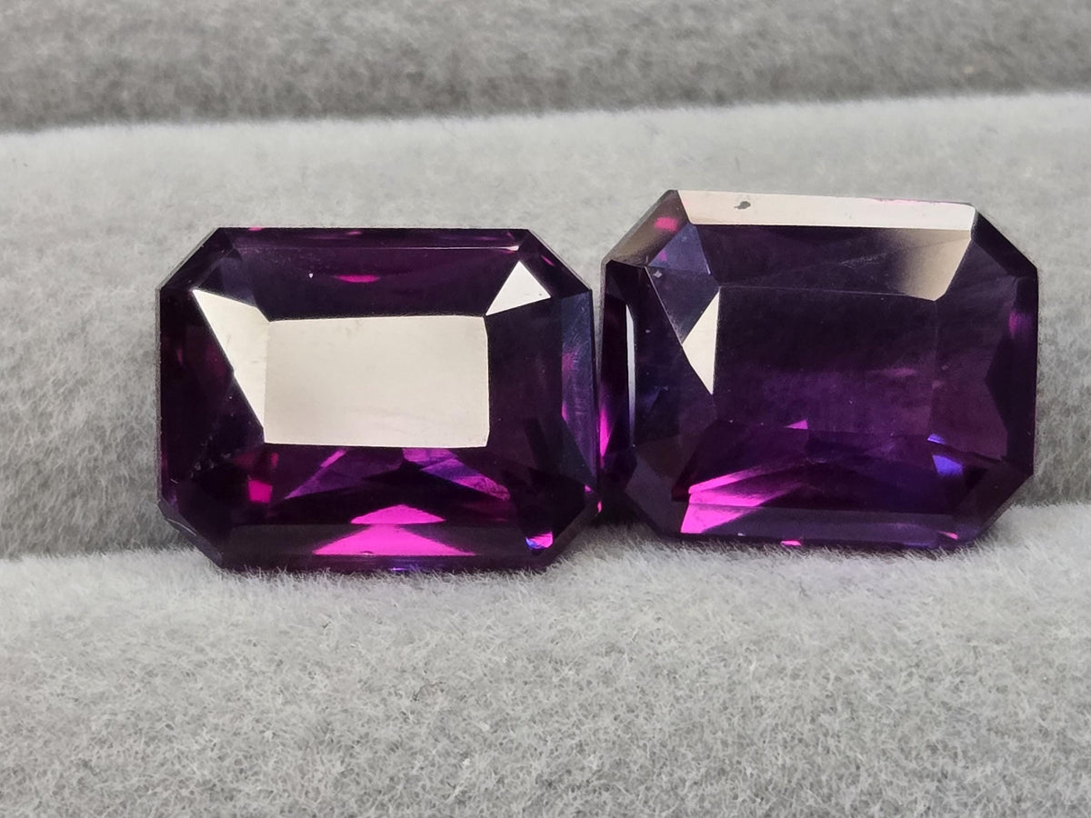 19–20 Ct Natural Alexandrite Pair – Emerald Cut Color-Change Loose Gemstones, Rare Fine Jewelry