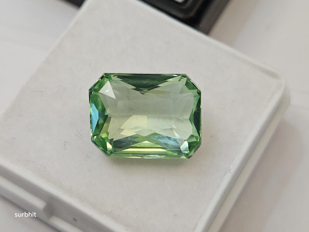 Mint Green Tourmaline Emerald Cut Gemstone – 8-9 Ct Certified Loose Stone for Jewelry Making