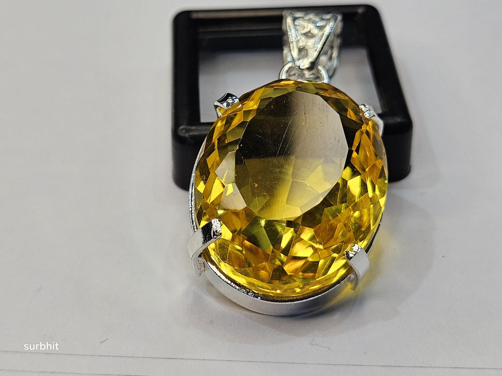 Yellow Pendant Topaz Oval Cut 67-69 Ct Lab-Created Loose Certified Gemstone