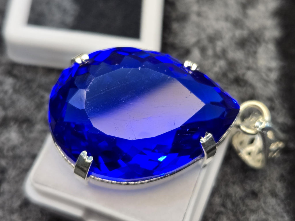 Blue Topaz Pear Cut Pendant, 72-74 Ct Brazilian Gemstone