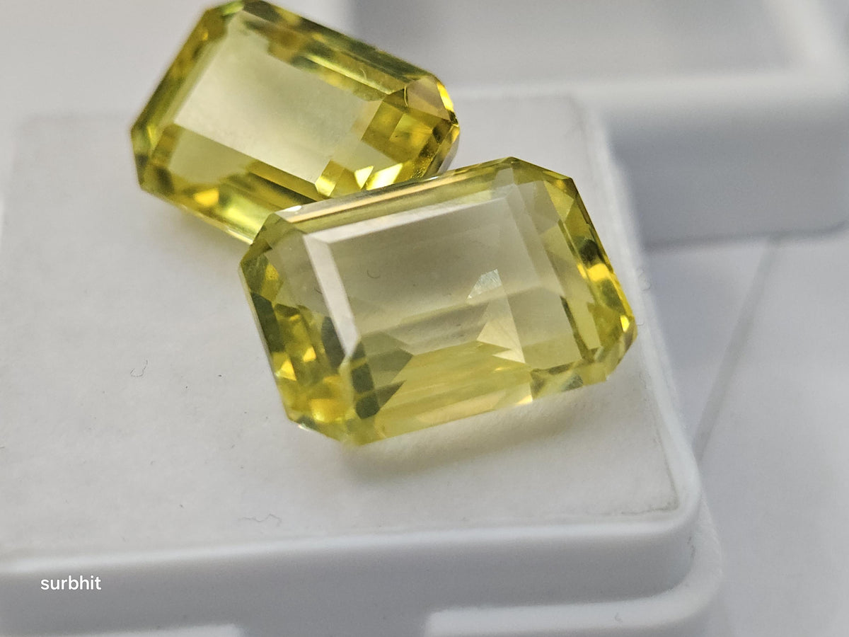 Certified Ceylon Yellow Sapphire Pair – Emerald Cut Loose Gemstones for Jewelry Making