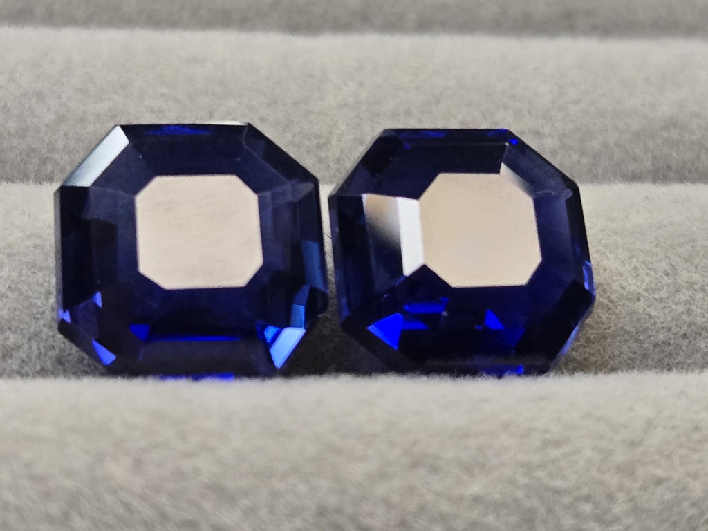 Blue Tanzanite Natural Pair Of VVS Asscher Cut 18-20 Ct Certified Loose Gemstone