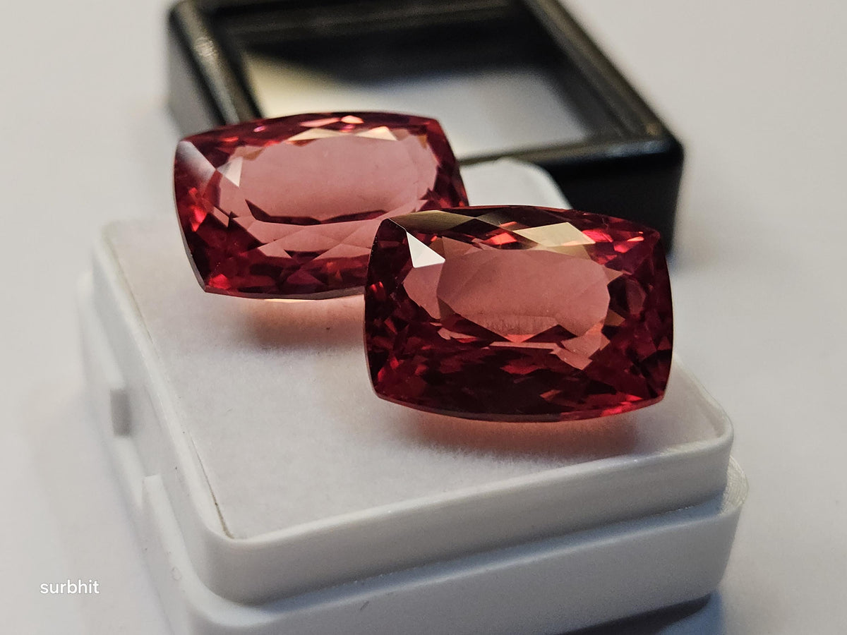 Certified Padparadscha Sapphire Gemstones, Cushion Cut, 27-28 Ct Loose Stones for Rings