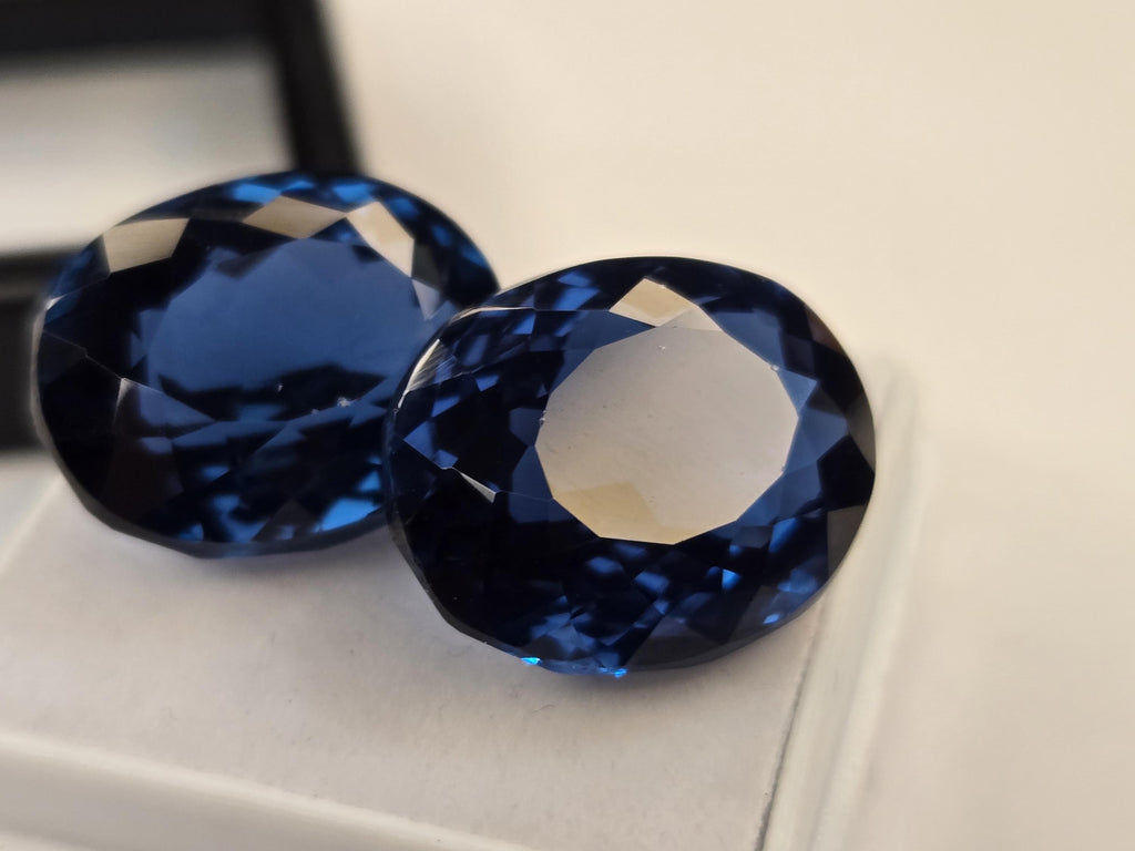 Teal Blue Tourmaline Pair Oval Cut Gemstones, Matching Pair for Jewelry Making