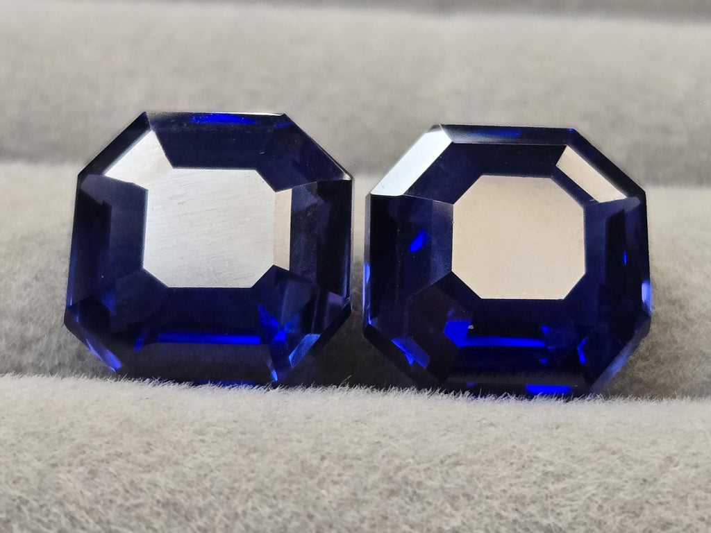Blue Tanzanite Natural Pair Of VVS Asscher Cut 18-20 Ct Certified Loose Gemstone