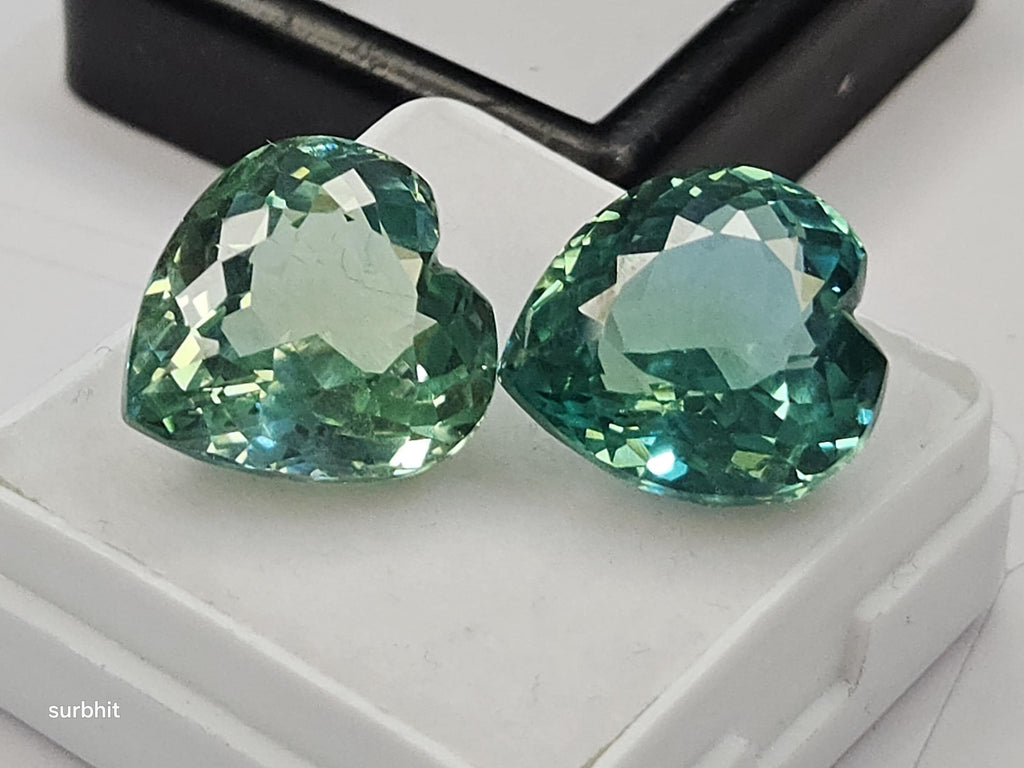 Certified Green Sapphire Heart Cut Gemstones (22-23 Ct) for Jewelry Making