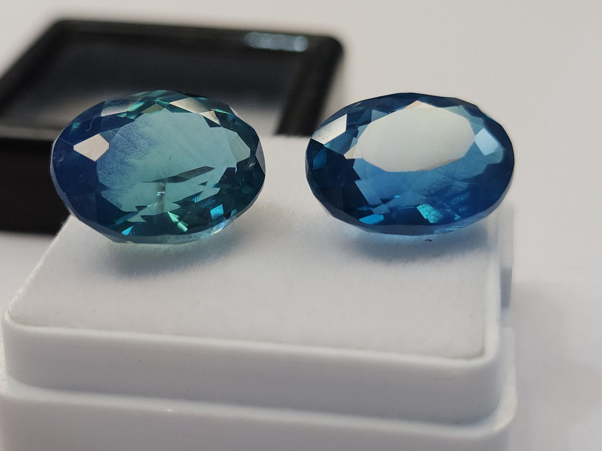 Ocean Blue Paraiba Tourmaline Oval Gemstone, 17-18 Carat Loose Stone (2 Pcs)
