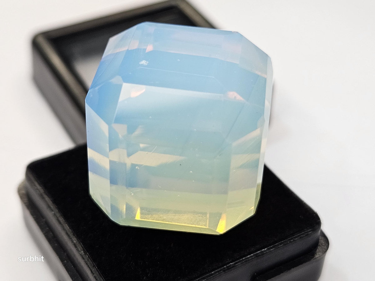 Lab Created Fire Opal Gemstone: 78+ Carat Cube Cut Welo Opal
