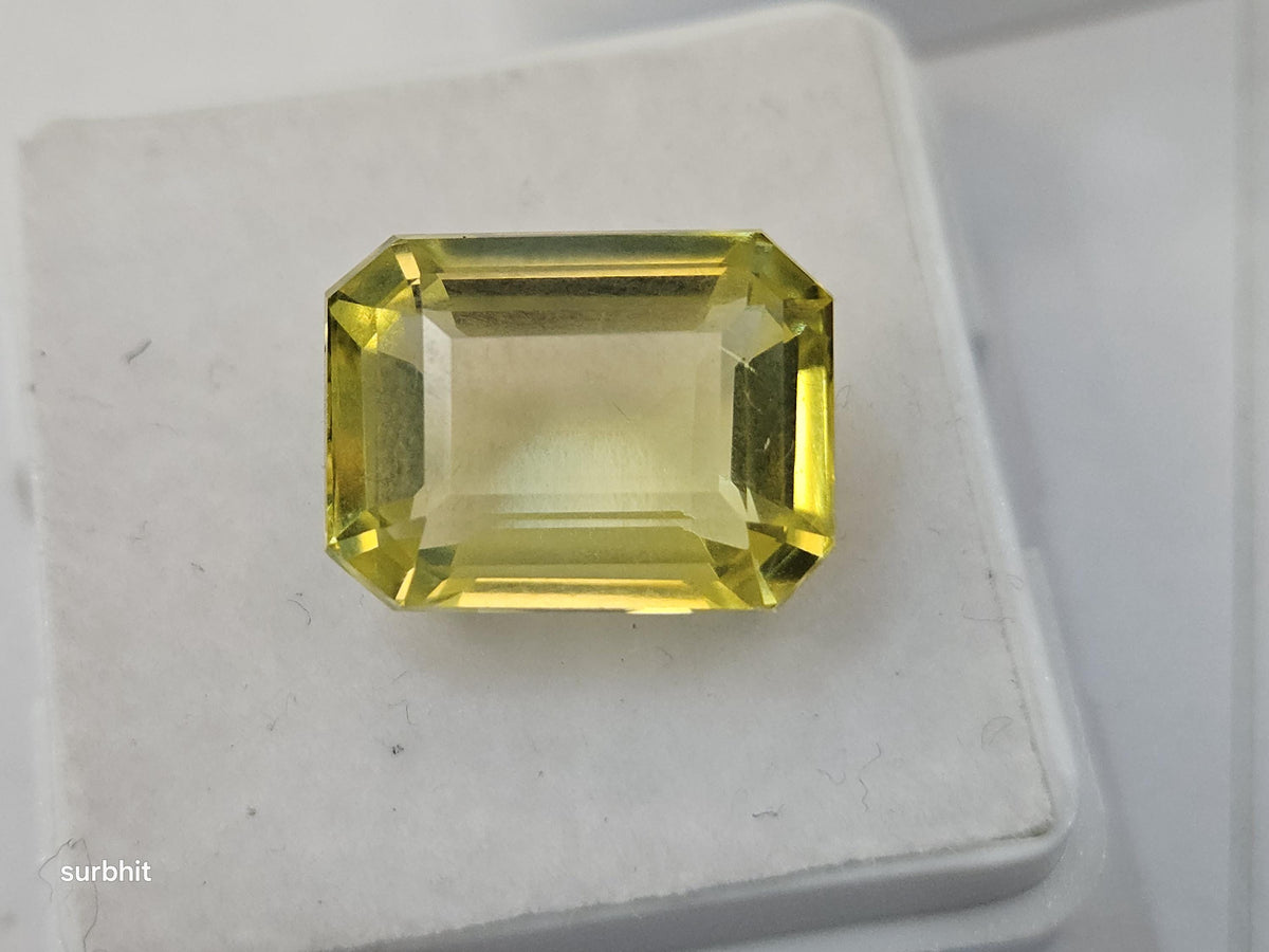 Natural Certified Ceylon Yellow Sapphire Emerald Cut 10-11 Ct Loose Gemstone