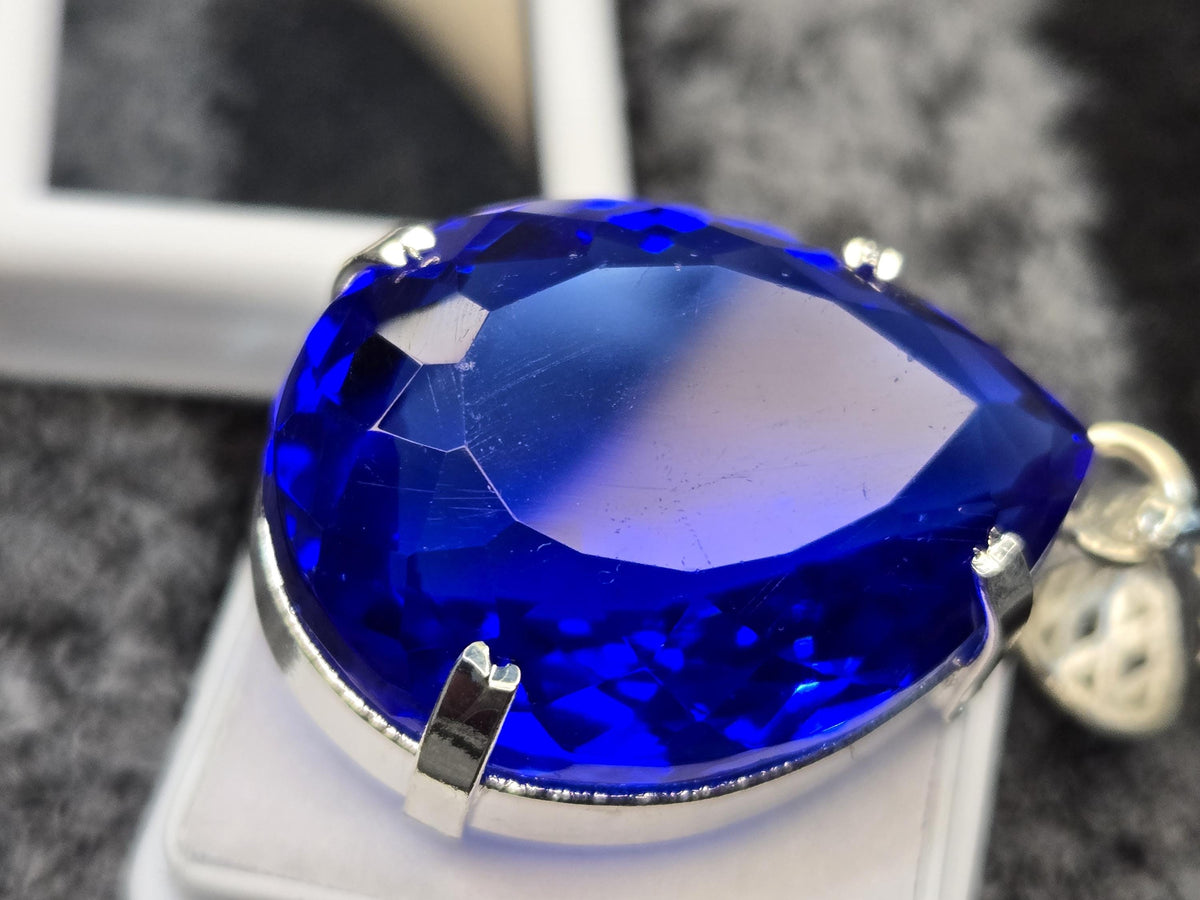 Blue Topaz Pear Cut Pendant, 70-74 Ct Brazilian Gemstone Locket