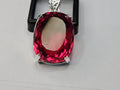 Red Topaz Locket Pendant, Lab-Created Cushion Cut 77+ ct Gemstone