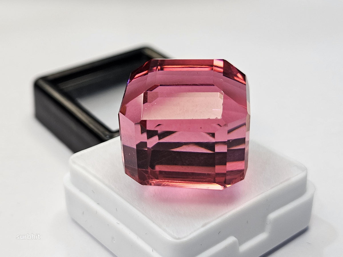Pink Topaz Cube Cut Gemstone, 65-66 Cts Loose Stone