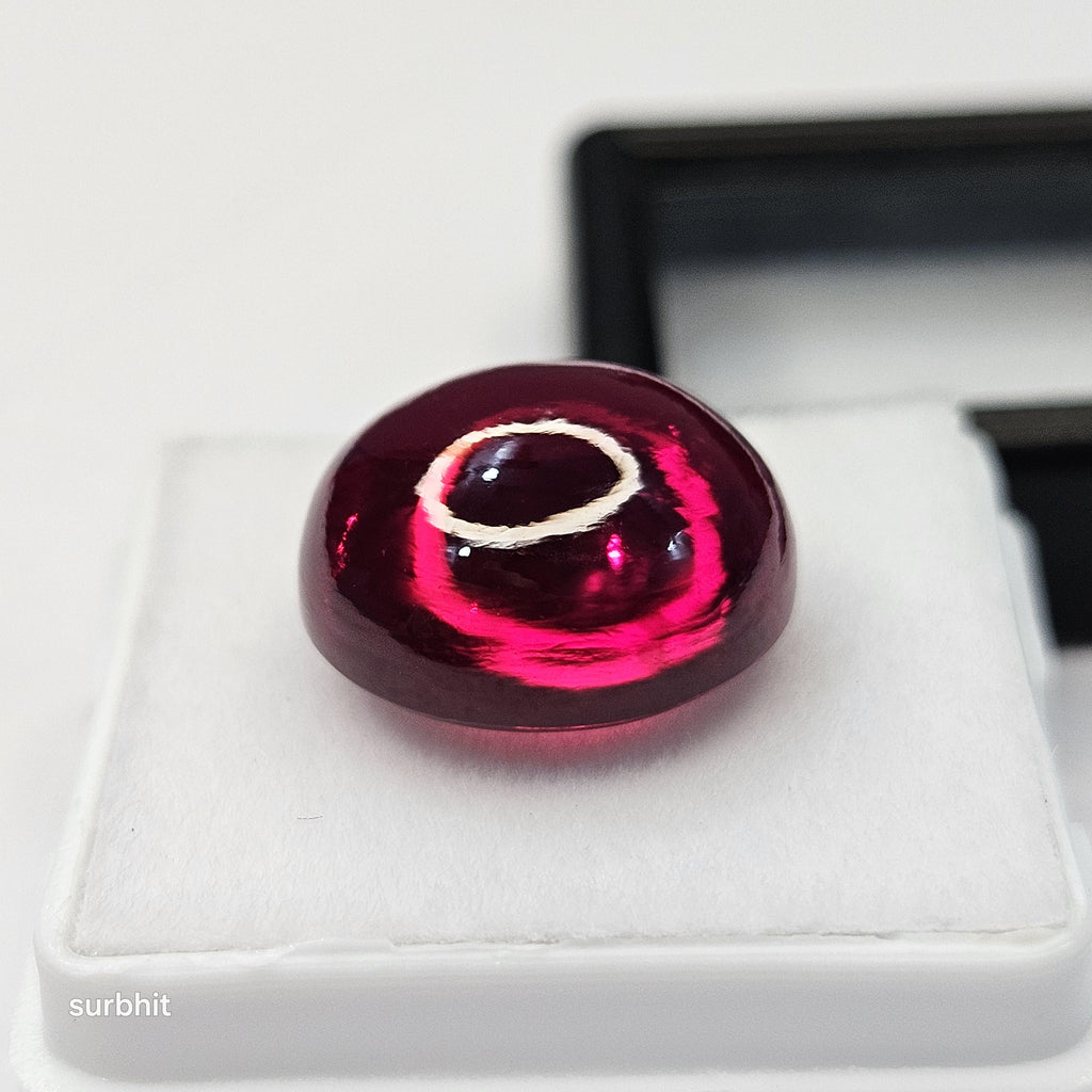 Certified Red Garnet Cabochon Shape Lab-Created 18 Carats Loose Gemstone For Jewellery Making