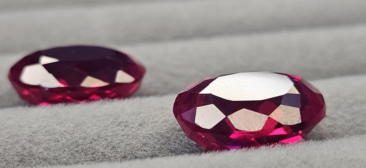 Oval Cut Red Ruby Pair, Mozambique Gemstones, 20 Ct