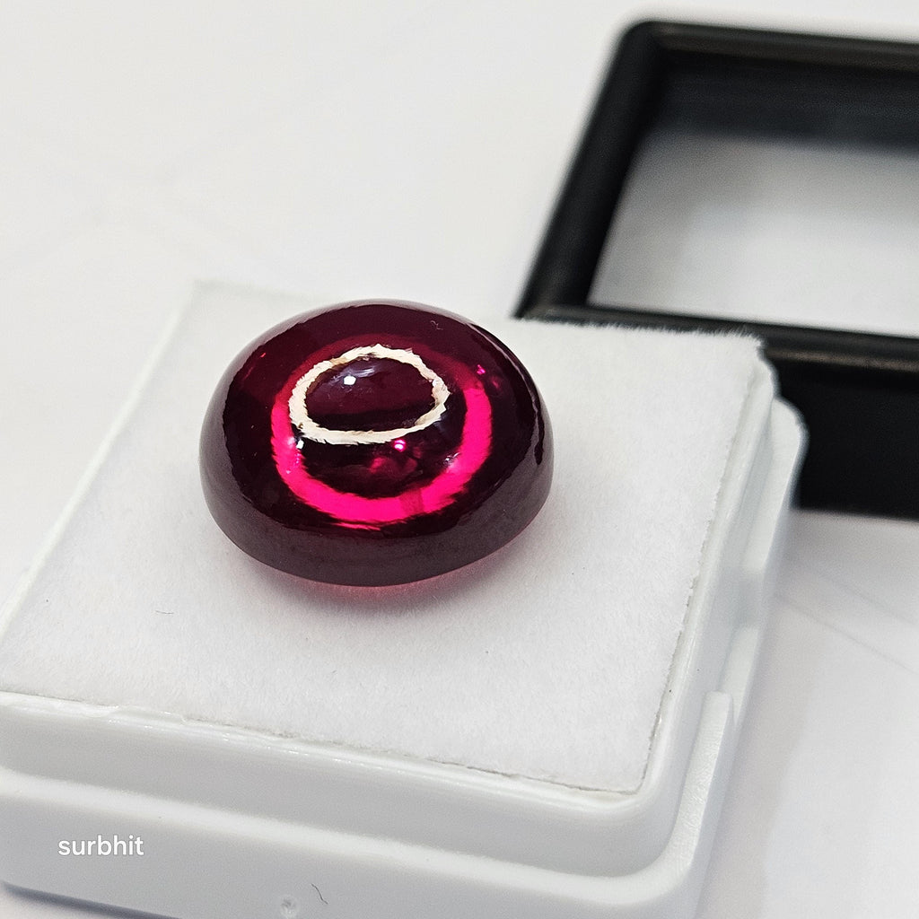 Certified Red Garnet Cabochon Shape Lab-Created 18 Carats Loose Gemstone For Jewellery Making