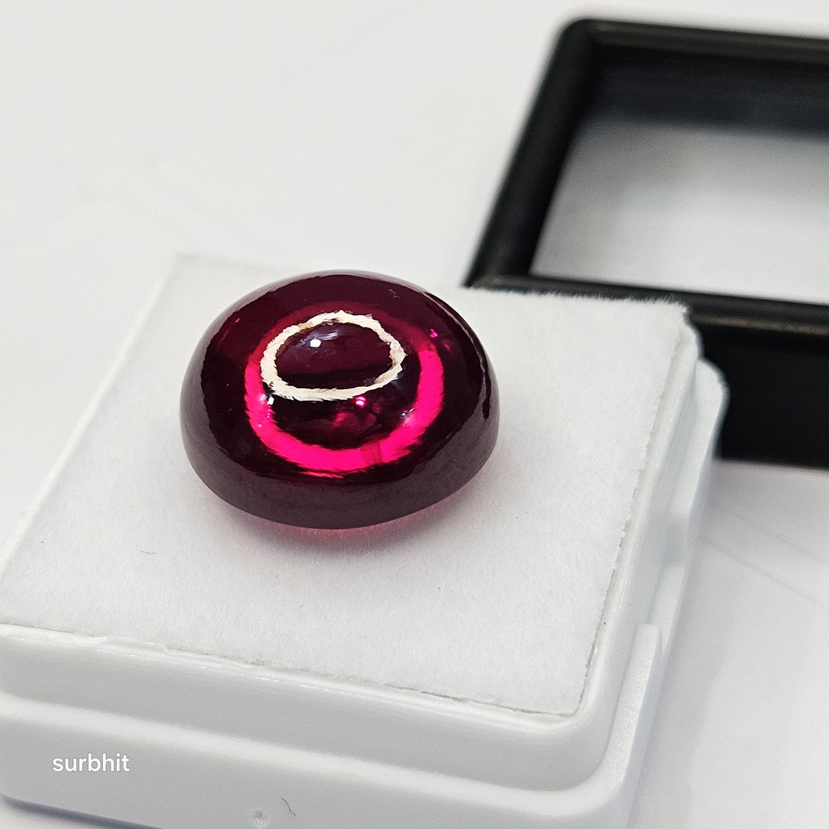 Certified Red Garnet Cabochon Shape Lab-Created 18 Carats Loose Gemstone For Jewellery Making