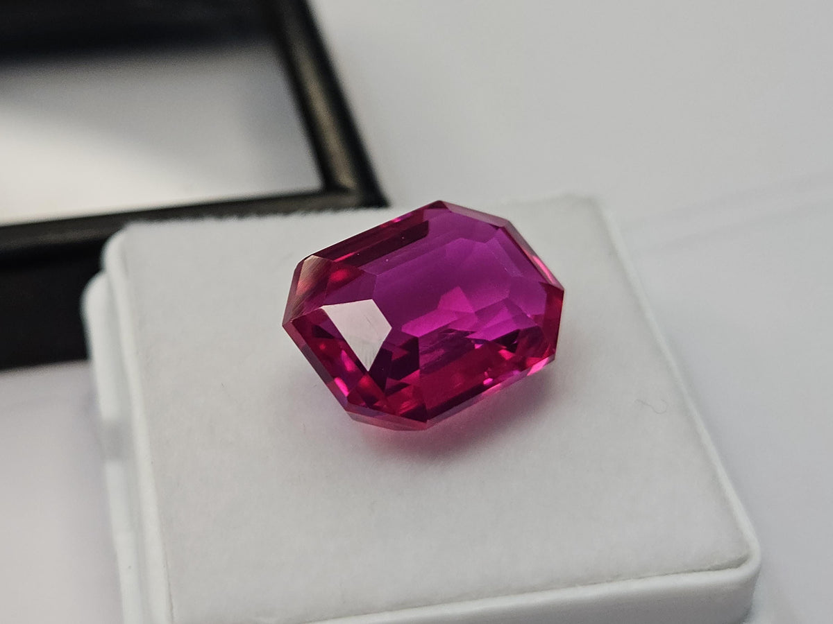 Certified Dark Pink Sapphire Emerald Cut Gemstone, 9-10 Ct Loose Stone for Rings, Pendants