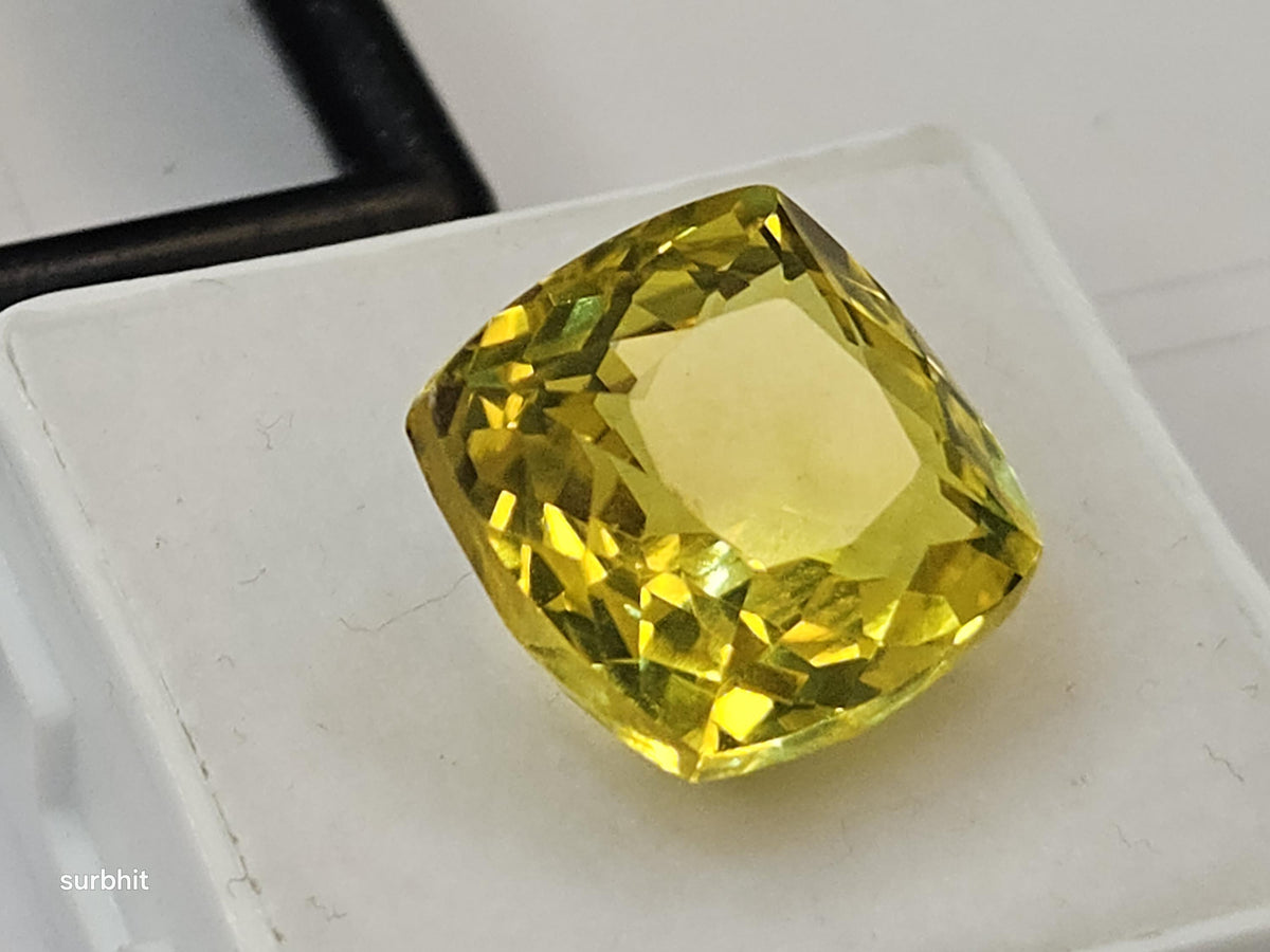 Certified Ceylon Yellow Sapphire Cushion Cut Gemstone (13-14 Ct) for Rings, Pendants