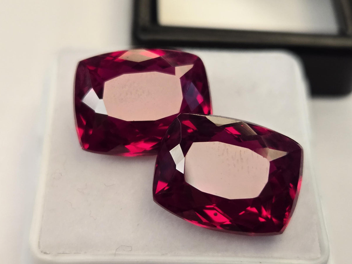 Certified Natural Ruby Pair, 18+ Ct Cushion Cut Gemstones for Jewelry Making