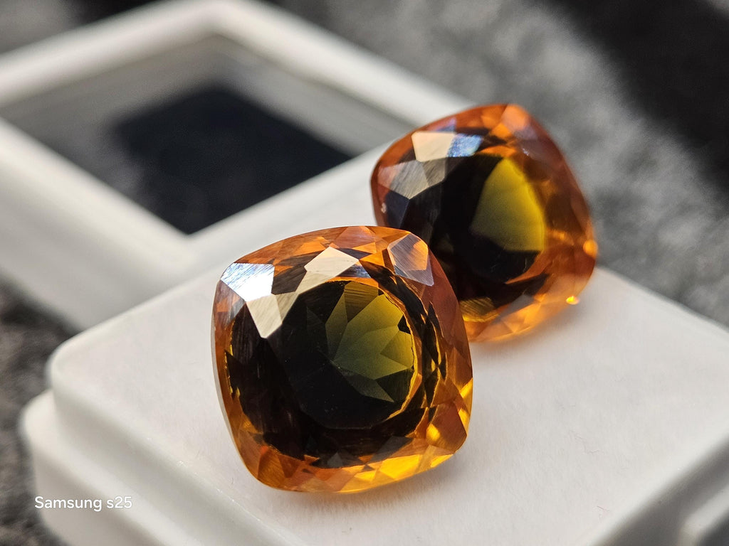 Pitambari Bi-Color  Sapphire Pair, Cushion Cut, 26-28 ct, Sri Lanka Origin