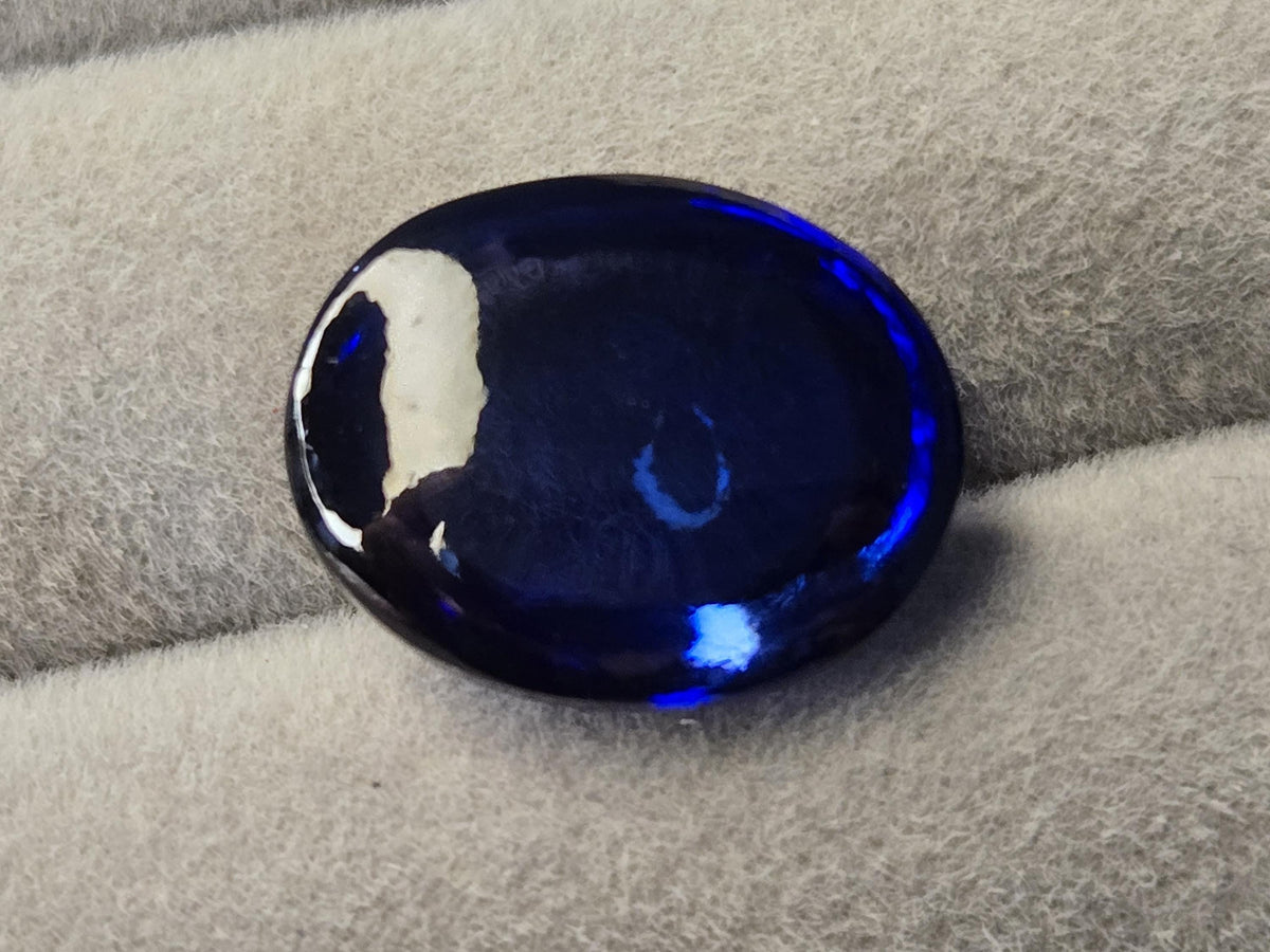 Blue Iolite Oval Cabochon, 18-19 Ct Lab-Created Loose Gemstone