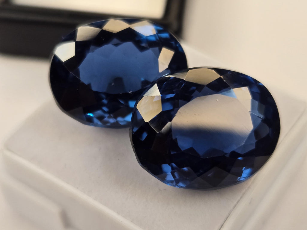 Teal Blue Tourmaline Pair Oval Cut Gemstones, Matching Pair for Jewelry Making