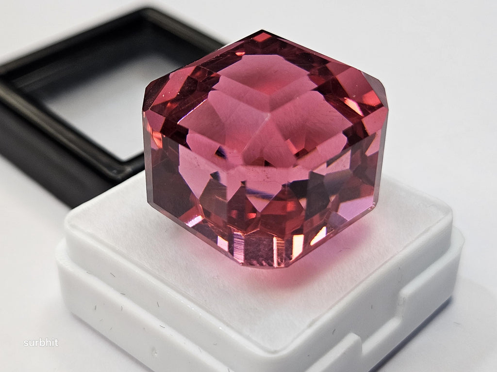 Pink Topaz Cube Cut Gemstone, 65-66 Cts Loose Stone