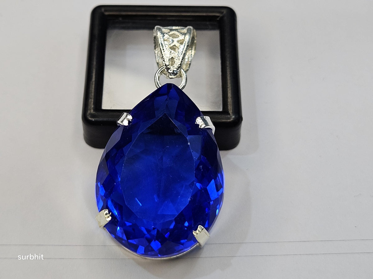 Blue Topaz Pear Cut Pendant, 73-74 Ct Brazilian Gemstone